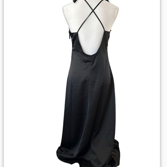 Jason Wu Black Ruched Front Tie Shoulder Maxi Dress Size Large - Picture 3 of 10